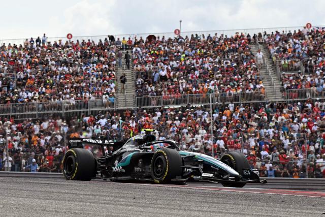 Mercedes' Italian driver Kimi Antonelli races during the United States Formula One Grand Prix at the Circuit of the Americas in Austin, Texas, on October 25, 2026. (Photo by RONALDO SCHEMIDT / AFP)