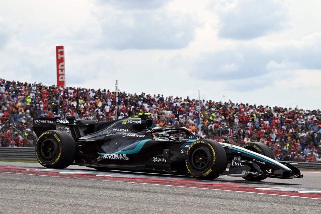 Mercedes' Italian driver Kimi Antonelli races during the United States Formula One Grand Prix at the Circuit of the Americas in Austin, Texas, on October 25, 2026. (Photo by RONALDO SCHEMIDT / AFP)