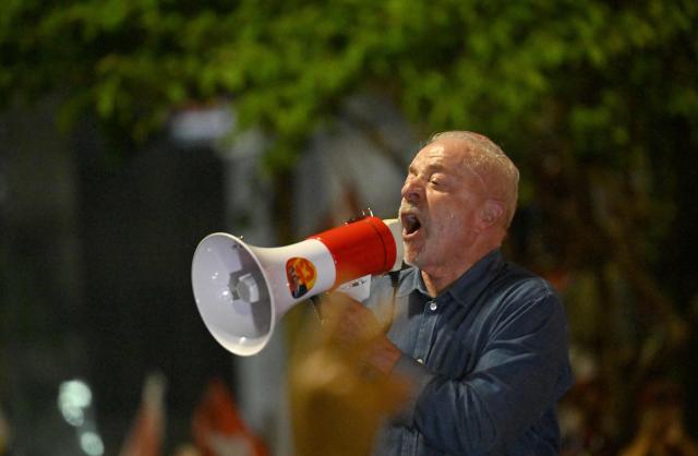 Brazil's President and presidential candidate Luiz Inacio Lula da Silva delivers a speech to supporters after winning the presidential runoff election in Sao Paulo, Brazil, on October 25, 2026. Lula da Silva pulled off a dramatic comeback on October 25, 2026, as he clinched election victory against right-wing senator Flavio Bolsonaro, who trounced him in the first round. (Photo by Juan BARRETO / AFP)