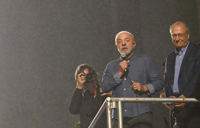Brazil's President and presidential candidate Luiz Inacio Lula da Silva delivers a speech to supporters after winning the presidential runoff election in Sao Paulo, Brazil, on October 25, 2026. Lula da Silva pulled off a dramatic comeback on October 25, 2026, as he clinched election victory against right-wing senator Flavio Bolsonaro, who trounced him in the first round. (Photo by Juan BARRETO / AFP)