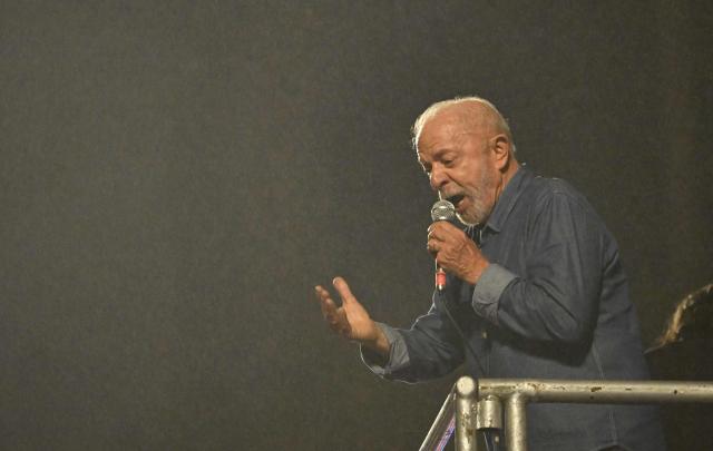 Brazil's President and presidential candidate Luiz Inacio Lula da Silva delivers a speech to supporters after winning the presidential runoff election in Sao Paulo, Brazil, on October 25, 2026. Lula da Silva pulled off a dramatic comeback on October 25, 2026, as he clinched election victory against right-wing senator Flavio Bolsonaro, who trounced him in the first round. (Photo by Juan BARRETO / AFP)