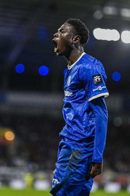 KAA Gent's Ibrahim? Cisse celebrates after scoring during the Belgian "Pro League" First Division football match between KAA Gent and RSC Anderlecht at Ghelamco Arena in Ghent on October 25, 2026. (Photo by Tom Goyvaerts / BELGA / AFP) / Belgium OUT