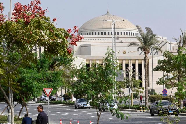 This photograph shows the Egyptian Parliament building in the New Administrative Capital on October 26, 2026. Egypt's parliament authorised on October 26 sending military support to Saudi Arabia to defend against Houthi attacks, following a request from the president. (Photo by Khaled DESOUKI / AFP)