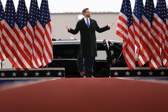 US Vice President JD Vance speaks at a midterm campaign rally at Boseman Yellowstone International Airport in Belgrade, Montana, on October 25, 2026. (Photo by Finn Gomez / POOL / AFP)
