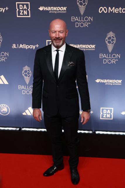 English former football player Alan Shearer poses upon their arrival to attend the 2026 Ballon d'Or France Football award ceremony at the Palladium Theatre in London on October 26, 2026. (Photo by Toby Shepheard / AFP)
