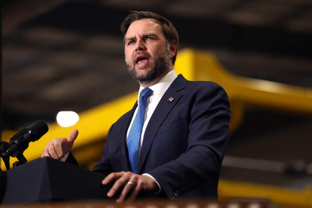 US Vice President JD Vance speaks during a midterm campaign rally in Topeka, Kansas on October 26, 2026. Vance is campaigning for US Senator Roger Marshall (R-KS). (Photo by Finn Gomez / POOL / AFP)