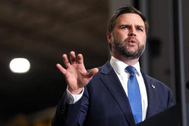 US Vice President JD Vance speaks during a midterm campaign rally in Topeka, Kansas on October 26, 2026. Vance is campaigning for US Senator Roger Marshall (R-KS). (Photo by Finn Gomez / POOL / AFP)
