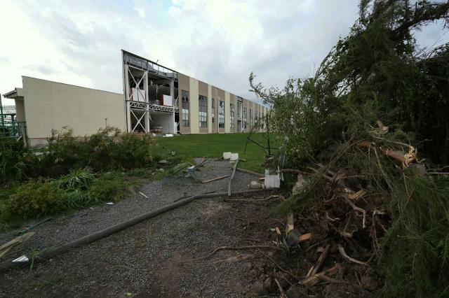 A house damaged by a tornado is pictured in Requinoa, O'Higgins Region, Chile on October 26, 2026. Severe weather affected central Chile as strong winds and unstable atmospheric conditions impacted several communities in the region. (Photo by PABLO MARDONES / AFP)