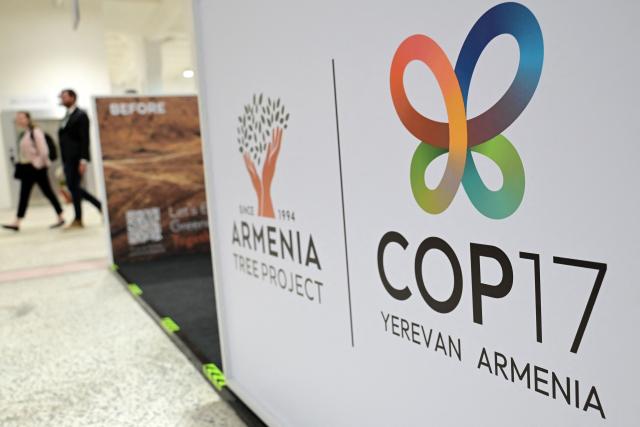 Participants attend the 17th meeting of the Conference of the Parties (COP 17) to the Convention on Biological Diversity (CBD), in the Armenian capital of Yerevan on October 26, 2026. (Photo by KAREN MINASYAN / AFP)