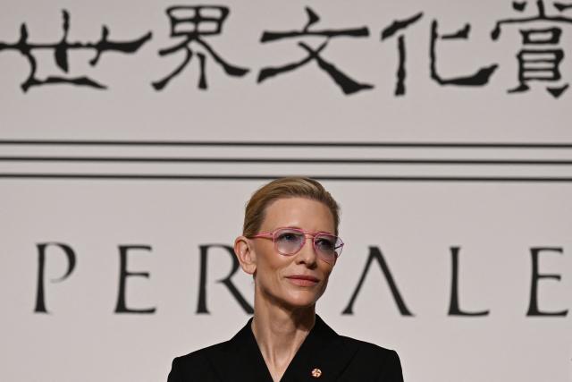 Award winner and Australian actress and producer Cate Blanchett attends a press conference for the 2026 laureates of Japan's biggest arts award, the 37th Praemium Imperiale, in Tokyo on October 27, 2026. (Photo by Rie KIKUCHI / AFP)
