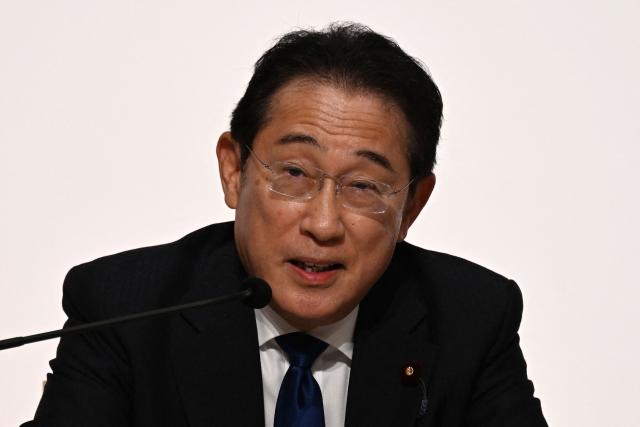 Former Japanese Prime Minister and award advisor Fumio Kishida speaks during a press conference for the 2026 laureates of Japan's biggest arts award, the 37th Praemium Imperiale, in Tokyo on October 27, 2026. (Photo by Rie KIKUCHI / AFP)