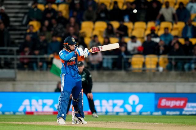 India's Vaibhav Sooryavanshi plays a shot during the 3rd T20 cricket match between New Zealand and India at the HNRY Stadium in Wellington on October 27, 2026. (Photo by Marty MELVILLE / AFP)