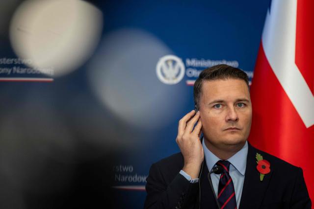 Britain's Defence Secretary Wes Streeting addresses a press conference with Poland's Deputy Prime Minister and Defence Minister at the Defence Ministry in Warsaw on October 27, 2026. (Photo by Wojtek RADWANSKI / AFP)