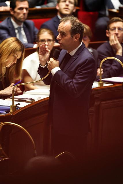 France's Prime Minister Sebastien Lecornu addresses the audience during a session of questions to the government at The National Assembly, France's lower house of parliament in Paris on October 27, 2026. (Photo by SIMON WOHLFAHRT / AFP)
