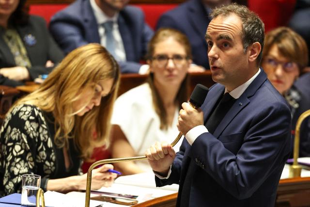 France's Prime Minister Sebastien Lecornu addresses the audience during a session of questions to the government at The National Assembly, France's lower house of parliament in Paris on October 27, 2026. (Photo by SIMON WOHLFAHRT / AFP)