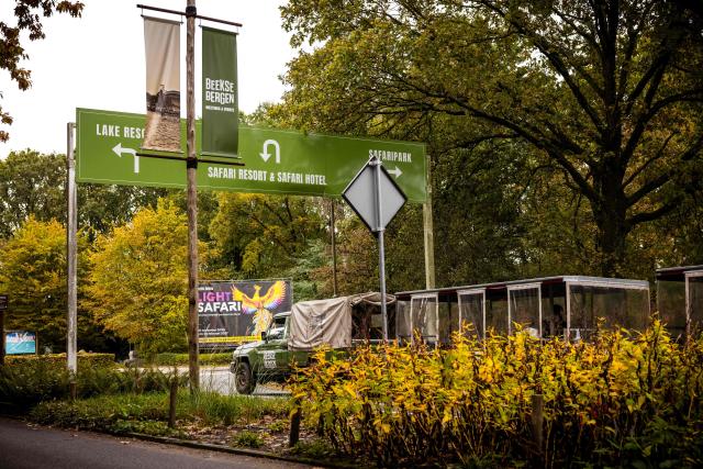 This photograph shows the entrance of the Safaripark Beekse Bergen in Hilvarenbeek, on October 27, 2026. A keeper at a Dutch zoo has died days after being mauled in a leopard enclosure, the safari park announced on October 27, 2026. (Photo by ROB ENGELAAR / ANP / AFP) / Netherlands OUT