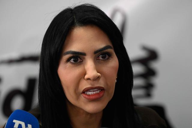 Democratic Unity Movement (MUD) spokesperson Delsa Solorzano (C) speaks with journalists during a press conference in Caracas on October 27, 2026. (Photo by Federico PARRA / AFP)