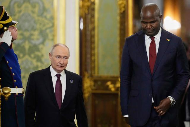 Russian President Vladimir Putin meets with Mozambique's President Daniel Chapo at the Grand Kremlin Palace in Moscow on October 27, 2026. (Photo by Pavel Bednyakov / POOL / AFP)