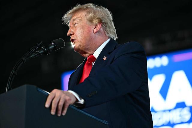 US President Donald Trump speaks at a midterm campaign rally at Port of Corpus Christi in Corpus Christi, Texas on October 27, 2026. (Photo by Kent NISHIMURA / AFP)