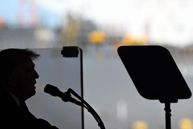 US President Donald Trump speaks at a midterm campaign rally at the Port of Corpus Christi in Corpus Christi, Texas on October 27, 2026. (Photo by Kent NISHIMURA / AFP)