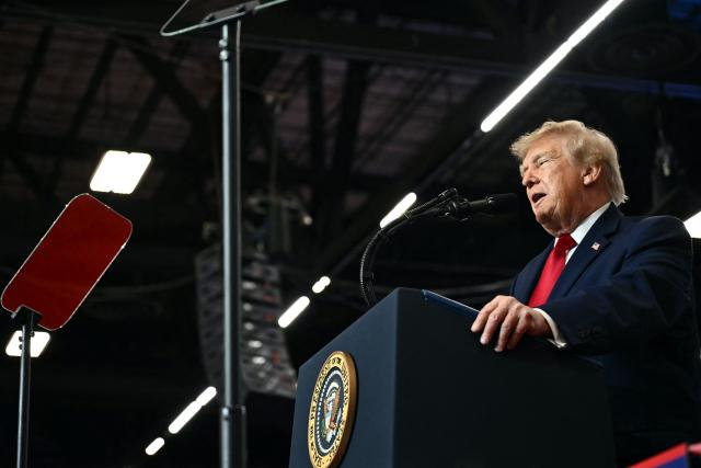 US President Donald Trump speaks during a midterm campaign rally at Lubbock Memorial Civic Center in Lubbock, Texas on October 27, 2026. (Photo by Kent NISHIMURA / AFP)