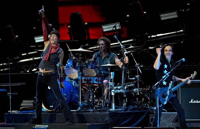 US band Extreme perform ahead of Def Leppard's concert at Parque Viva, Alajuela, Costa Rica on October 27, 2026. (Photo by Ezequiel BECERRA / AFP)