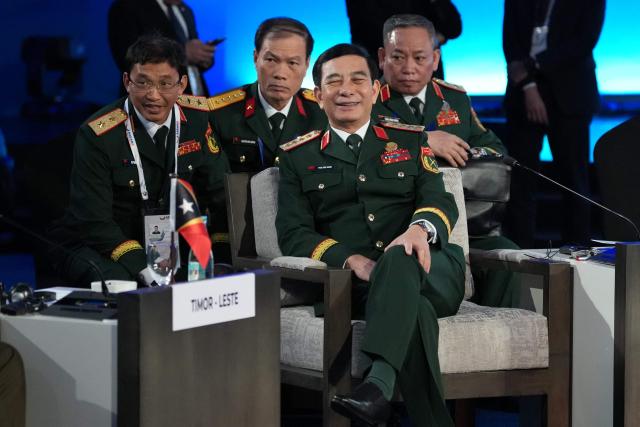 Vietnam’s Defense Minister Phan Van Giang (C) attends the ASEAN+1 Defence Ministers' Informal Meeting with Japan in Cebu on October 28, 2026. (Photo by Aaron Favila / POOL / AFP)