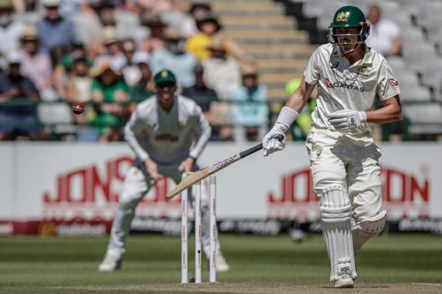Australia's Matt Renshaw plays a shot on day two of the third Test match between South Africa and Australia at Newlands stadium in Cape Town on October 28, 2026. (Photo by Marco Longari / AFP)