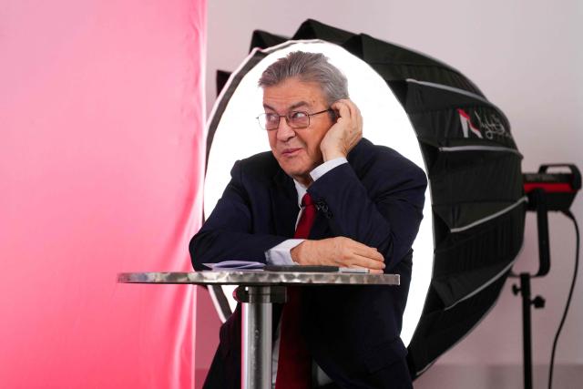 Leftist party La France Insoumise (LFI) candidate in France's 2027 presidential election Jean-Luc Melenchon reacts during a press conference in Paris on October 28, 2026. (Photo by Dimitar DILKOFF / AFP)