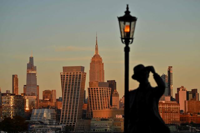 The Empire State Building is seen during sunset in New York on October 27, 2026. (Photo by ANGELA WEISS / AFP)