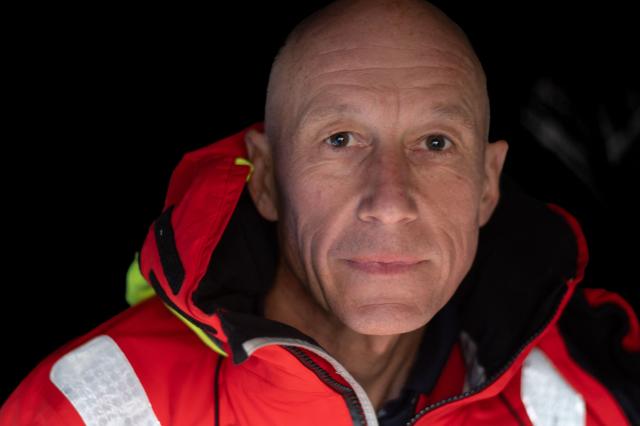 French skipper Armel Tripon poses aboard his Imoca class monohull “Les p’tits Doudous“ before the start of the 13th Route du Rhum Destination Guadeloupe on October 28, 2026. From Saint-Malo in Brittany to Pointe-a-Pitre in Guadeloupe, over 100 skippers across 6 classes will take the start on November 1, 2026, in this solo transatlantic sailing race. (Photo by Sebastien Salom-Gomis / AFP)