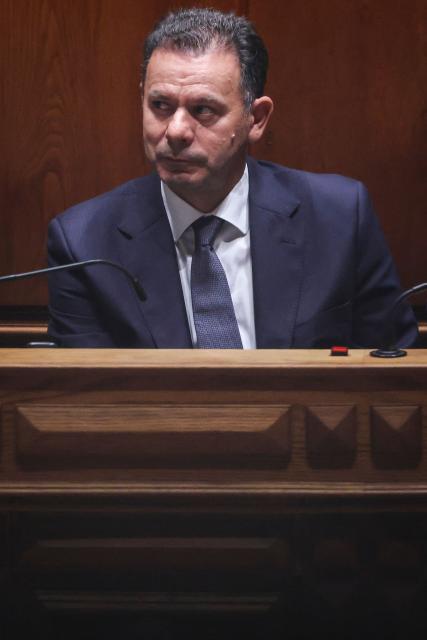 Portuguese Prime Minister Luis Montenegro attends the state budget debate at the Portuguese parliament in Lisbon, on October 28, 2026. (Photo by PATRICIA DE MELO MOREIRA / AFP)