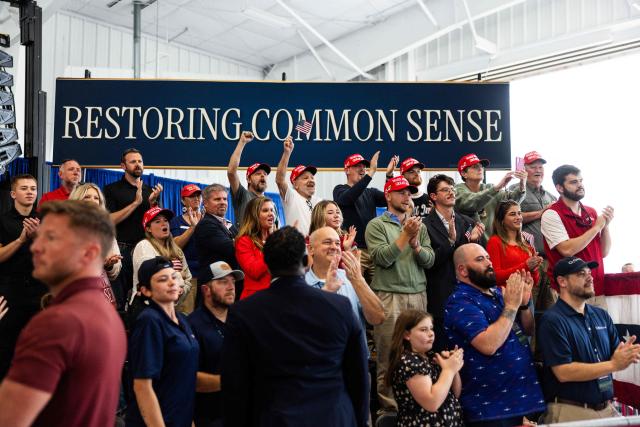 Supporters applaud as US Vice President JD Vance speaks at a midterm campaign rally in Kinston, North Carolina on October 28, 2026. (Photo by Tierney L CROSS / POOL / AFP)