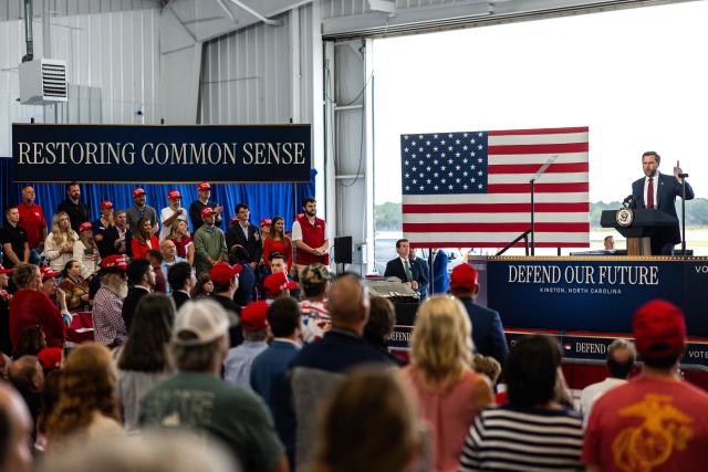 US Vice President JD Vance speaks at a midterm campaign rally in Kinston, North Carolina on October 28, 2026. (Photo by Tierney L CROSS / POOL / AFP)