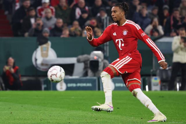 Bayern Munich's French forward #17 Michael Olise kicks a penalty kick to score the 3-1 goal during the German Cup (DFB-Pokal) football match between FC Bayern Munich and 1. FC Magdeburg in Munich, southern Germany on October 28, 2026. (Photo by Karl-Josef HILDENBRAND / AFP) / DFB REGULATIONS PROHIBIT ANY USE OF PHOTOGRAPHS AS IMAGE SEQUENCES AND QUASI-VIDEO.