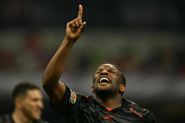 Tijuana's Brazilian forward #13 Elias Manoel celebrates scoring his team's first goal during the Liga MX Apertura tournament football match between America and Tijuana at the Banorte stadium in Mexico City on October 25, 2026. (Photo by YURI CORTEZ / AFP)