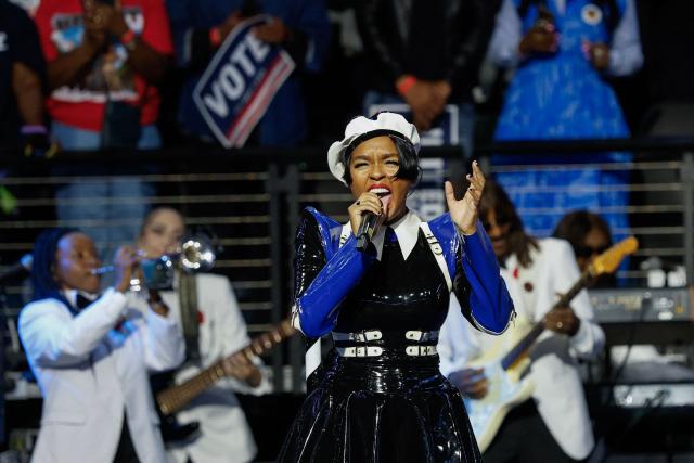 US singer Janelle Monae performs at a midterm campaign rally in support of US Senator Jon Ossoff (D-GA) and Democrat gubernatorial candidate Keisha Lance Bottoms in Morrow, Georgia, on October 28, 2026. (Photo by ERIK S. LESSER / AFP)