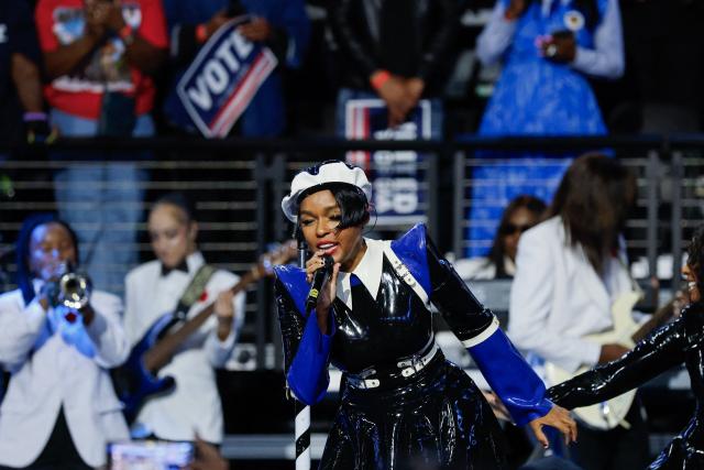 US singer Janelle Monae performs at a midterm campaign rally in support of US Senator Jon Ossoff (D-GA) and Democrat gubernatorial candidate Keisha Lance Bottoms in Morrow, Georgia, on October 28, 2026. (Photo by ERIK S. LESSER / AFP)
