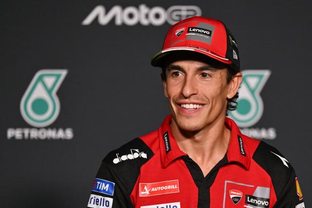 Ducati Lenovo Team's Spanish rider Marc Marquez speaks during a press conference ahead of the MotoGP Malaysian Grand Prix at the Sepang International Circuit in Sepang on October 29, 2026. (Photo by Mohd Rasfan / AFP)