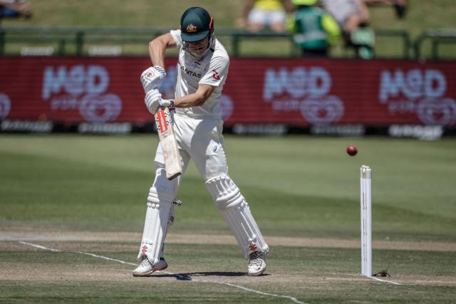 Australia's Cooper Connolly plays a shot on day three of the third Test match between South Africa and Australia at Newlands stadium in Cape Town on October 29, 2026. (Photo by Marco Longari / AFP)