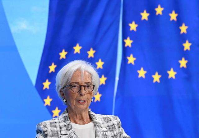 European Central Bank (ECB) President Christine Lagarde addresses a press conference on the Eurozone's monetary policy at the headquarters of the European Central Bank (ECB) in Frankfurt am Main, western Germany, on October 29, 2026. The ECB announced that it will hold the key interest rate steady at 2.5%. (Photo by Kirill KUDRYAVTSEV / AFP)