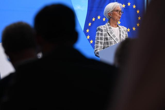 European Central Bank (ECB) President Christine Lagarde gives a press conference on the Eurozone's monetary policy at the headquarters of the European Central Bank (ECB) in Frankfurt am Main, western Germany, on October 29, 2026. The ECB announced that it will hold the key interest rate steady at 2.5%. (Photo by Kirill KUDRYAVTSEV / AFP)