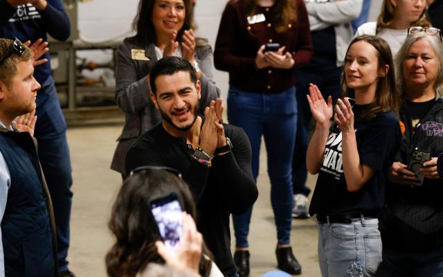 Michigan Democrat senatorial candidate Abdul El-Sayed arrives to speak at a union hall in Jackson, Michigan, on October 29, 2026. Michigan Democratic Senate candidate Abdul El-Sayed, a progressive Democrat, is running against Republican Mike Rogers for a seat in the US Senate. (Photo by JEFF KOWALSKY / AFP)