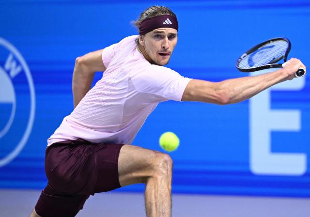 Germany's Alexander Zverev plays the ball to Netherland's Tallon Griekspoor (not pictured) at the Erste Bank Open 2026 ATP 500 tennis tournament in Vienna, Austria, on October 29, 2026. (Photo by HELMUT FOHRINGER / APA / AFP) / Austria OUT
