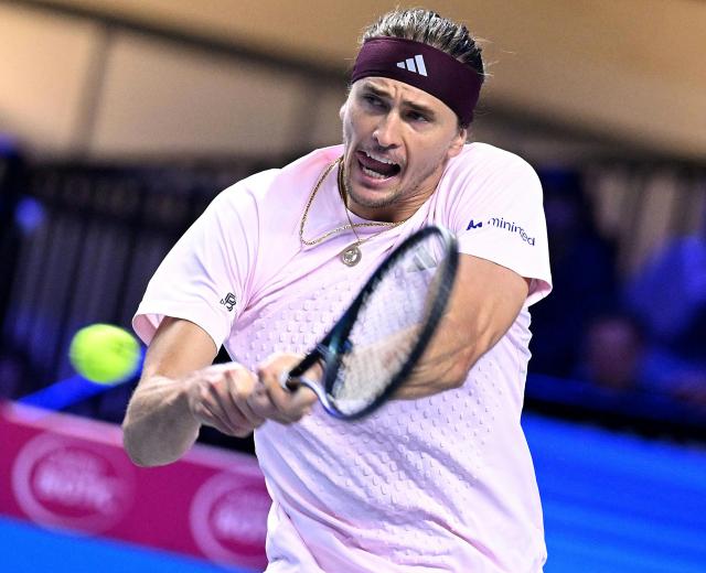 Germany's Alexander Zverev plays the ball to Netherland's Tallon Griekspoor (not pictured) at the Erste Bank Open 2026 ATP 500 tennis tournament in Vienna, Austria, on October 29, 2026. (Photo by HELMUT FOHRINGER / APA / AFP) / Austria OUT
