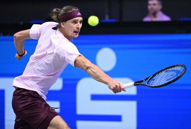 Germany's Alexander Zverev plays the ball to Netherland's Tallon Griekspoor (not pictured) at the Erste Bank Open 2026 ATP 500 tennis tournament in Vienna, Austria, on October 29, 2026. (Photo by HELMUT FOHRINGER / APA / AFP) / Austria OUT