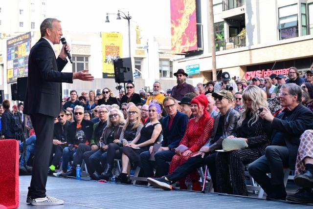 British radio personality Richard Blade speaks during the B-52's Hollywood Walk of Fame star ceremony in the Hollywood neighborhood of Los Angeles on October 29, 2026. (Photo by Frederic J. Brown / AFP)