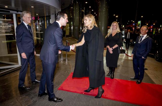 Dutch Queen Máxima (C) arrives for the anniversary concert marking the 25th anniversary of the Concertgebouw Orchestra Academy at the Royal Concertgebouw in Amsterdam on October 29, 2026. (Photo by Robin Utrecht / ANP / AFP) / Netherlands OUT