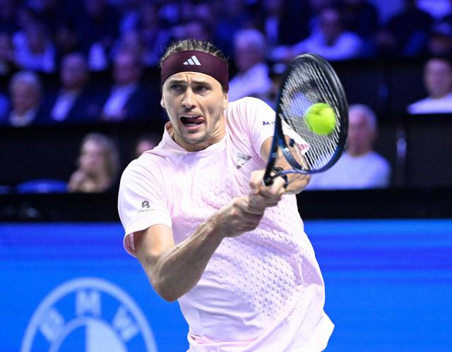 Germany's Alexander Zverev plays the ball to Netherland's Tallon Griekspoor (not pictured) at the Erste Bank Open 2026 ATP 500 tennis tournament in Vienna, Austria, on October 29, 2026. (Photo by HELMUT FOHRINGER / APA / AFP) / Austria OUT