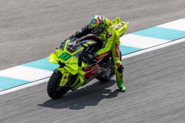 Pertamina Enduro VR46 Racing Team's Italian rider Franco Morbidelli brakes before taking a corner during a practice session ahead of the MotoGP Malaysian Grand Prix at the Sepang International Circuit in Sepang on October 30, 2026. (Photo by Mohd Rasfan / AFP)